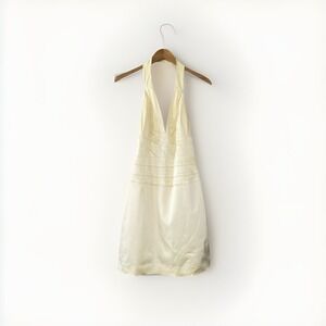 Adrianna Papell Boutique Womens 10‎ Semi Formal Dress Halter Neck Butter Yellow
